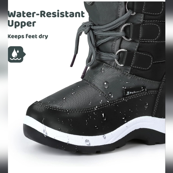 New! Boys black snow boots insulated with faux fur winter warm toddler size 8.5 - Picture 3 of 8